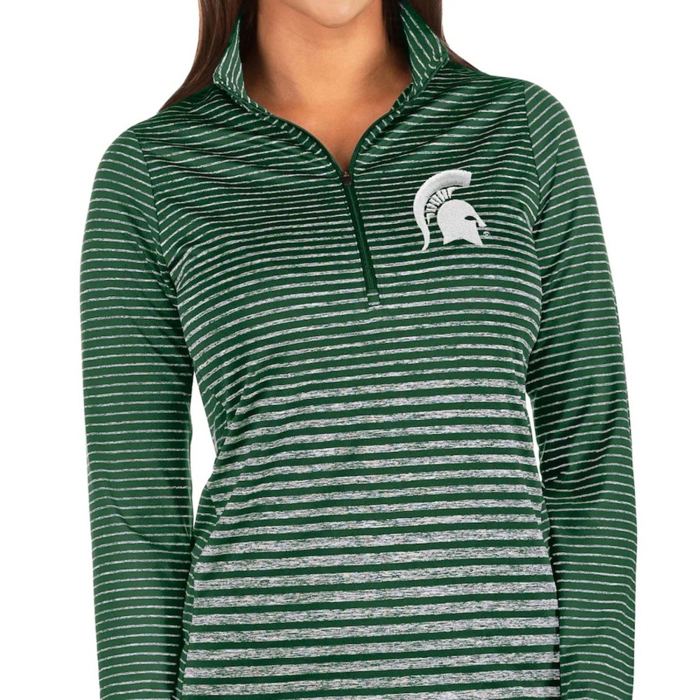 Antigua Green/Heathered Michigan State Spartans MSU Half-Zip Jacket - Medium